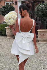 Simple Sleeveless Short Wedding Dresses with Bow-27dress